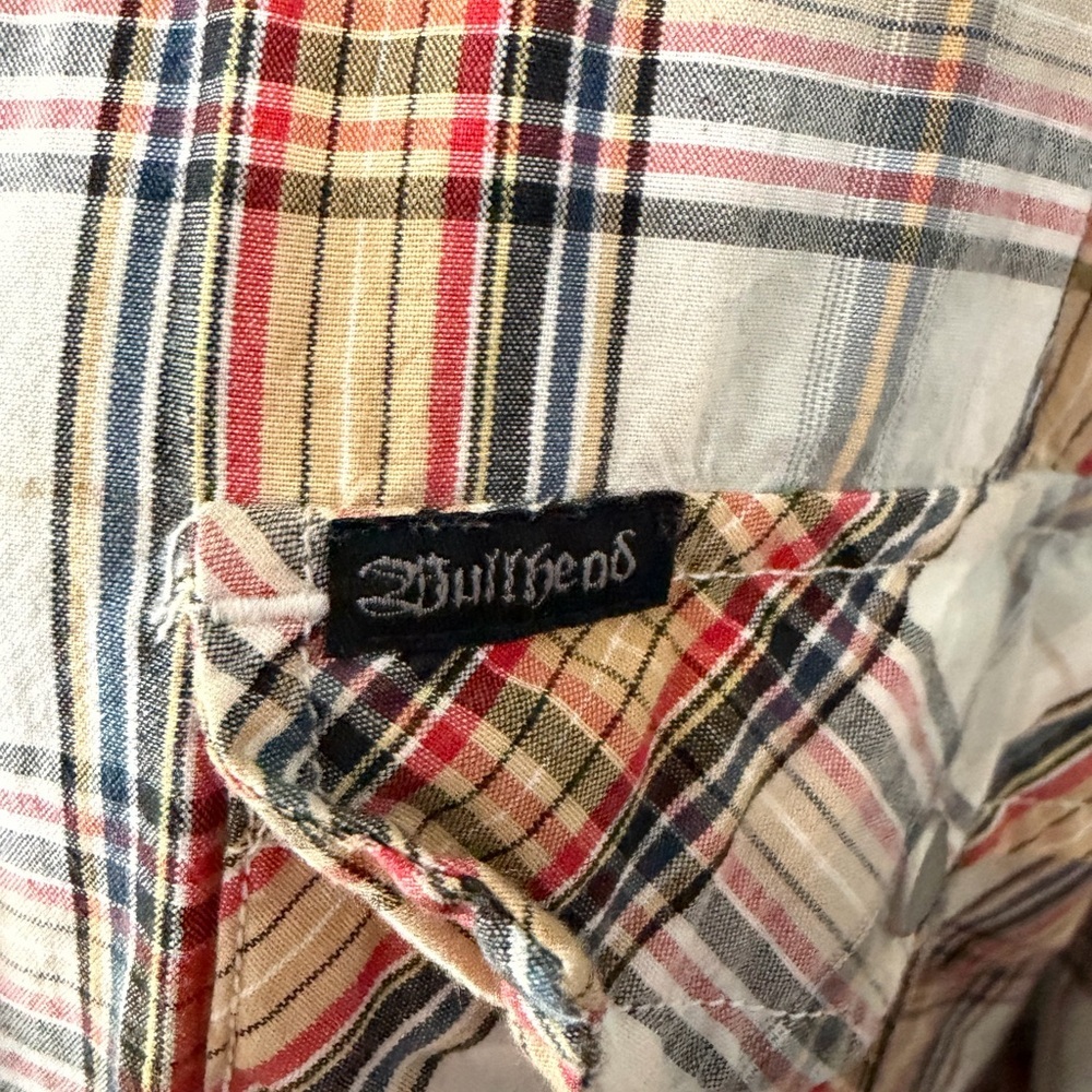 Bullhead Western-Style Pearl Snap Plaid Shirt Size XXL. - Picture 2 of 7